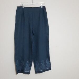 DUė Per Duė Gray  Embroidered Wide-Leg Pants Casual Side Zip Y2k Beach Vacation